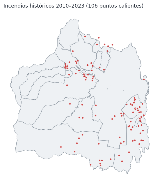 Mapa de incendios históricos 2010-2023